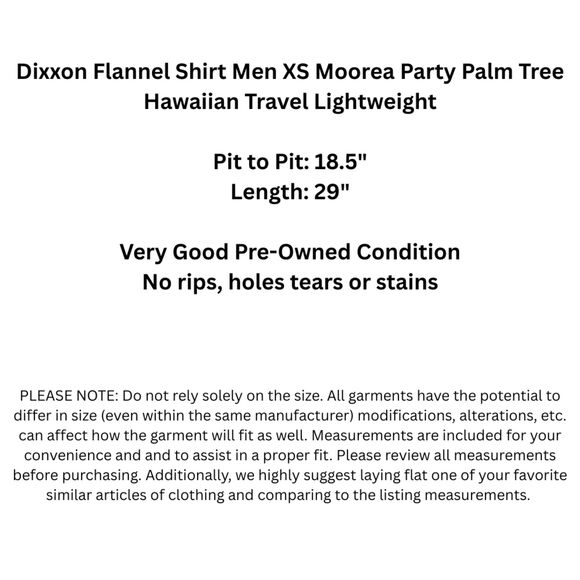 Dixxon Flannel Shirt Men XS Moorea Party Palm Tree Hawaiian Travel Lightweight - Picture 11 of 11